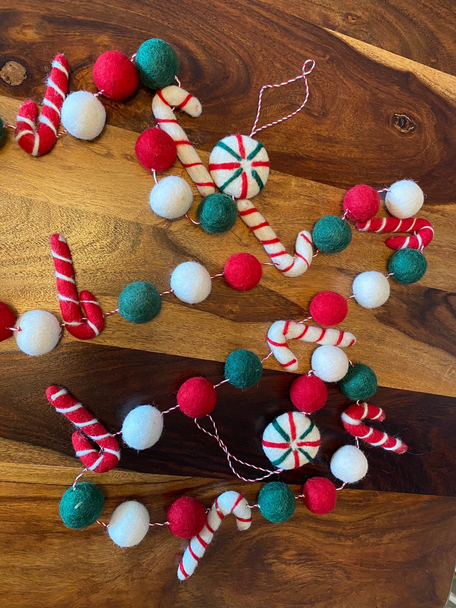Weihnachtsgirlande Zuckerstangen aus Filz handgemacht I Weihnachtsdeko I Christmas