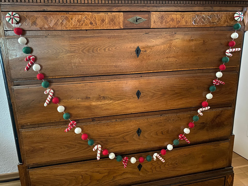 Weihnachtsgirlande Zuckerstangen aus Filz handgemacht I Weihnachtsdeko I Christmas