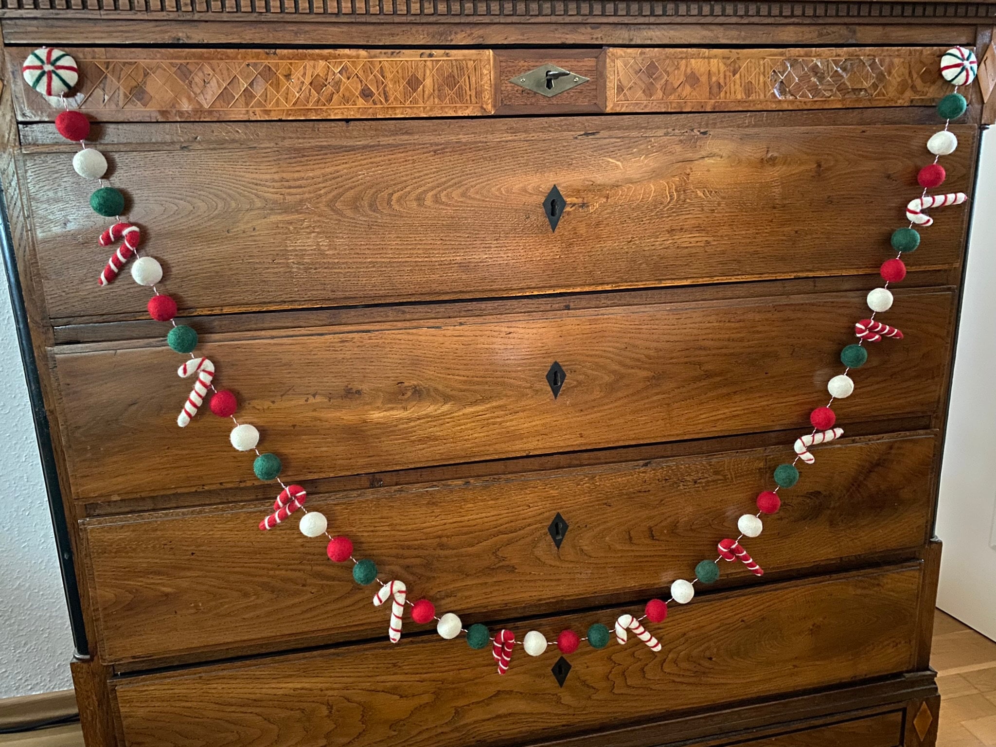 Weihnachtsgirlande Zuckerstangen aus Filz handgemacht I Weihnachtsdeko I Christmas