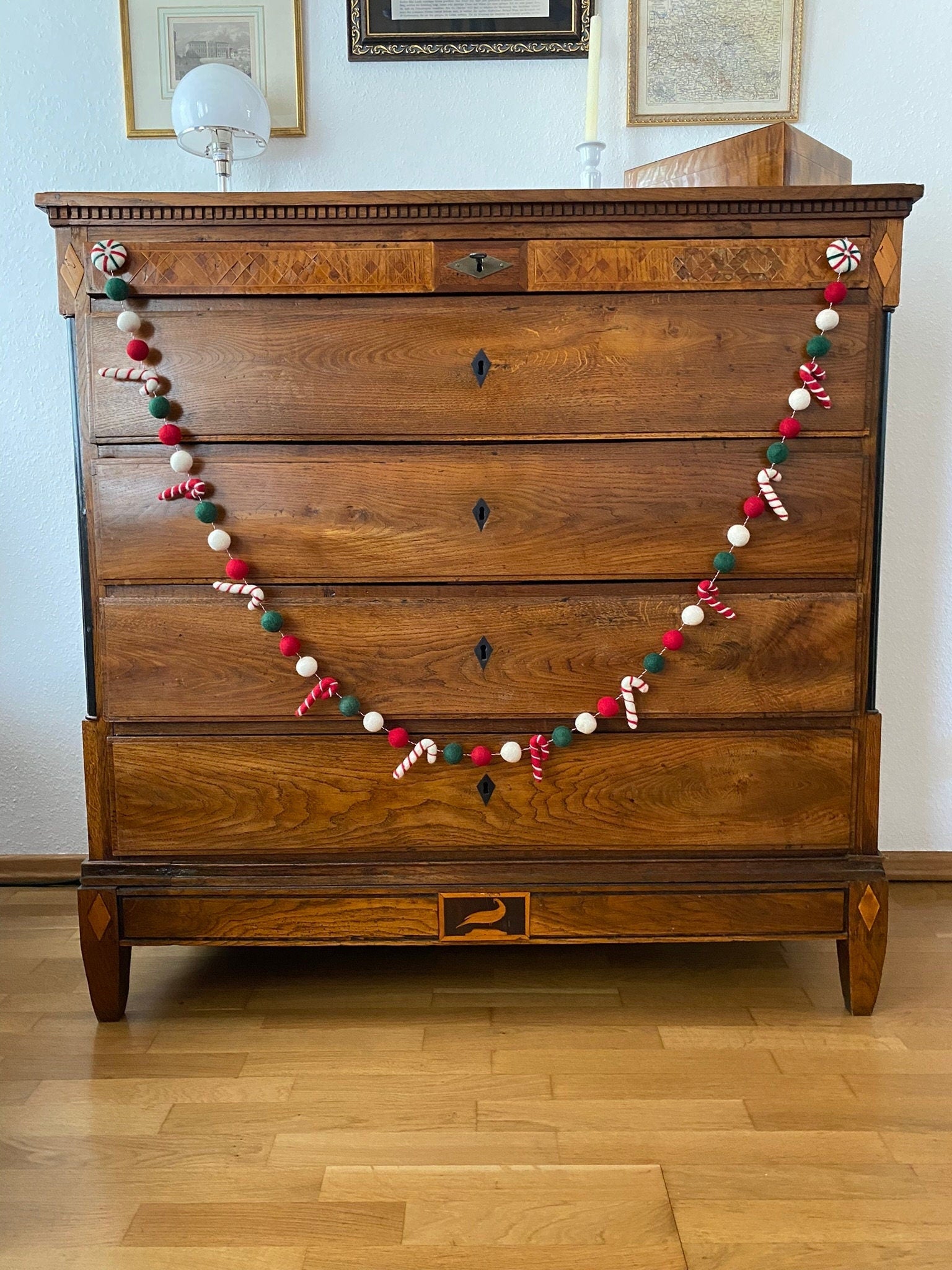 Weihnachtsgirlande Zuckerstangen aus Filz handgemacht I Weihnachtsdeko I Christmas