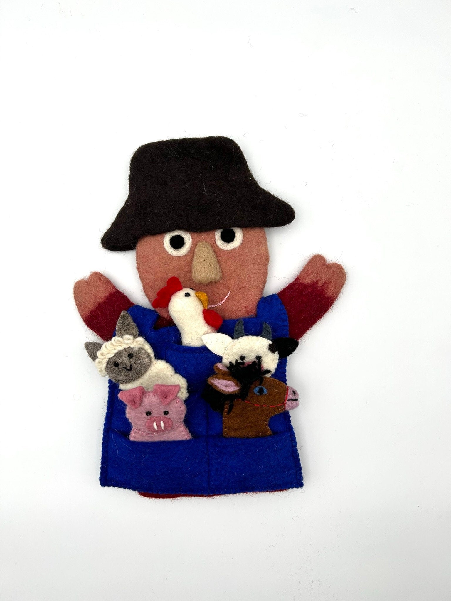 Fingerpuppen Bauernhof, Tiere aus Filz, Fingerspiel, Handpuppe Bauer