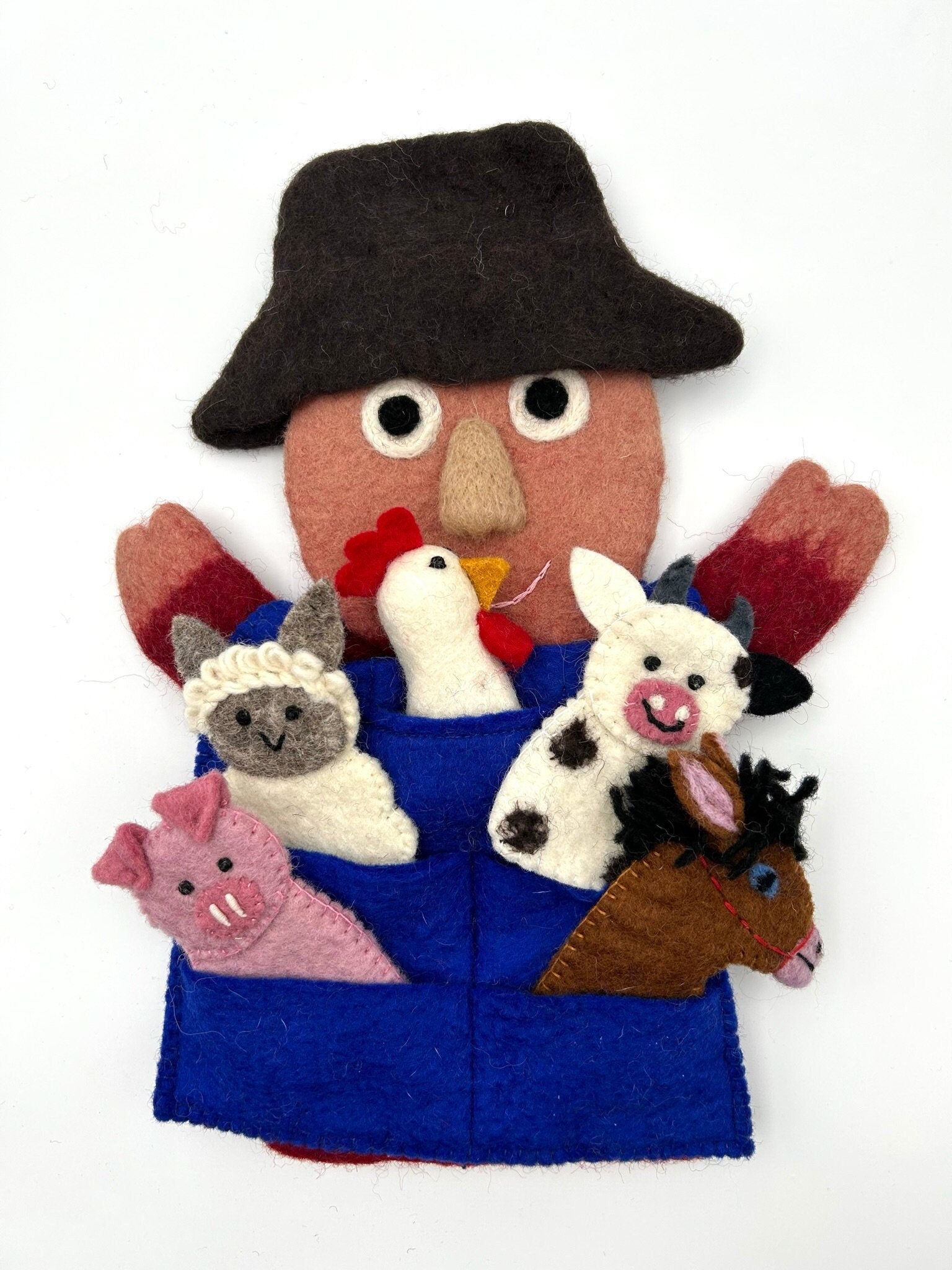 Fingerpuppen Bauernhof, Tiere aus Filz, Fingerspiel, Handpuppe Bauer