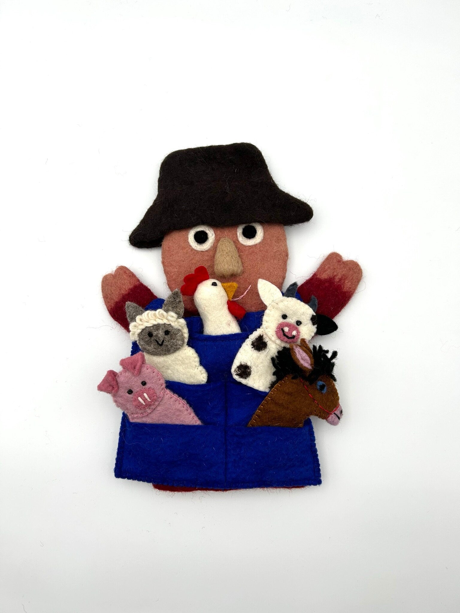 Fingerpuppen Bauernhof, Tiere aus Filz, Fingerspiel, Handpuppe Bauer