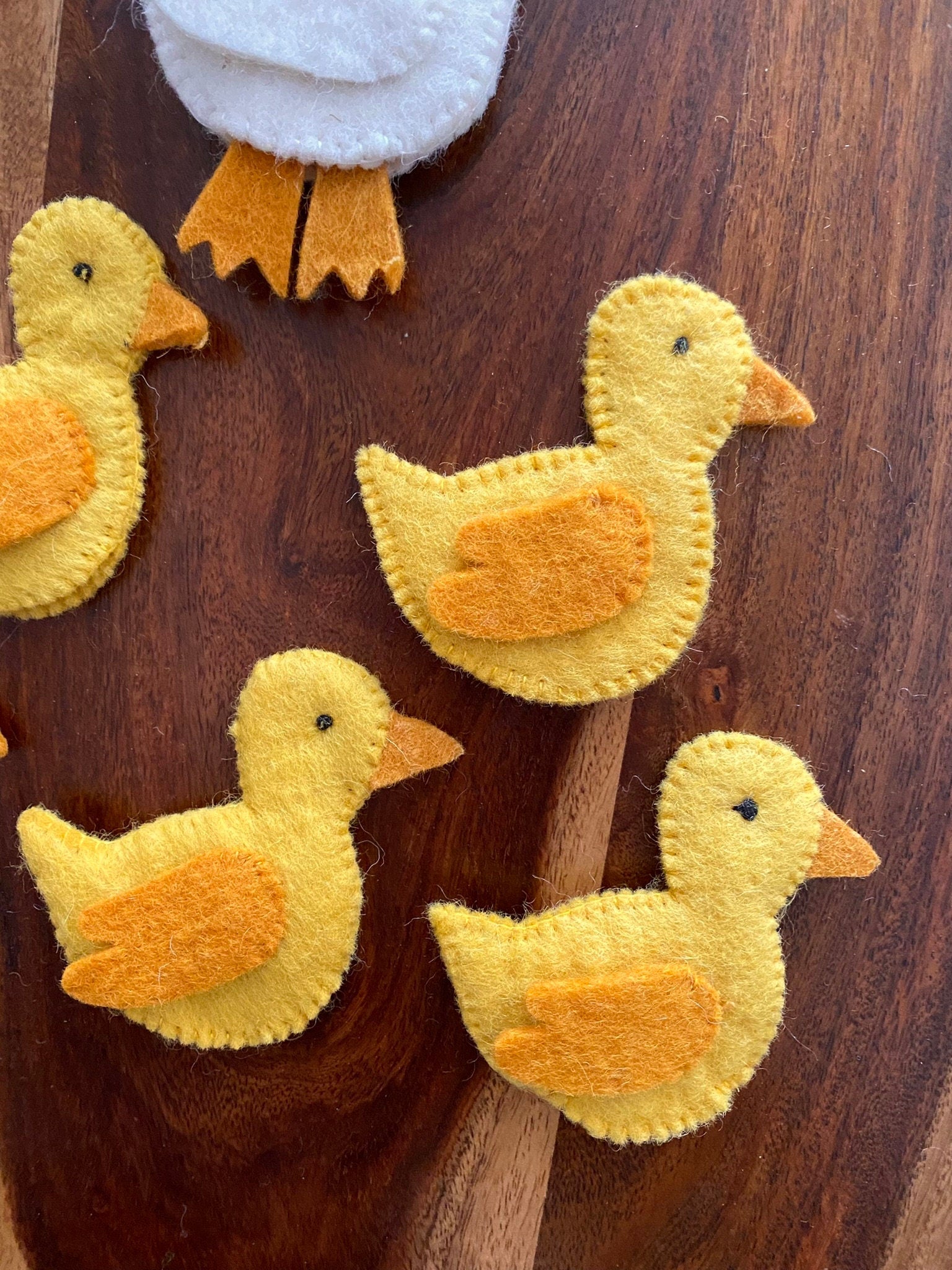 Lernspiel Fingerpuppen Enten, Zählspiel, Filztiere fünf kleine Entlein, Geschichten erzählen, Montessori