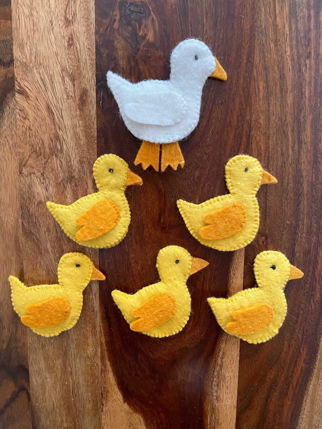 Lernspiel Fingerpuppen Enten, Zählspiel, Filztiere fünf kleine Entlein, Geschichten erzählen, Montessori