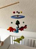 Dinosaurier Mobilé Baby, Kinderzimmer, Filz, , Babyzimmer, Kindergarten, Wolle, Schafswolle, Dino, Dekoration, Babybett, Geburt, bunt