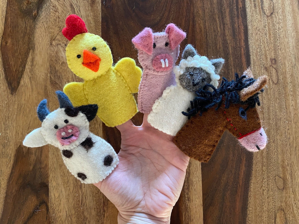 Fingerpuppen Bauernhof, Tiere aus Filz, Fingerspiel, Lernspiel, Montessori, Geschichten erzählen