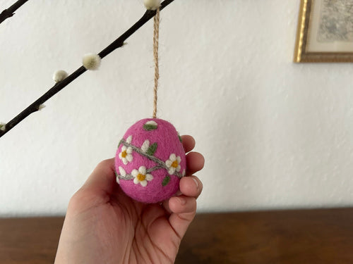 Anhänger rosa marmoriertes Osterei I Osterschmuck I Osterdeko I Osterhase I Osterstrauß