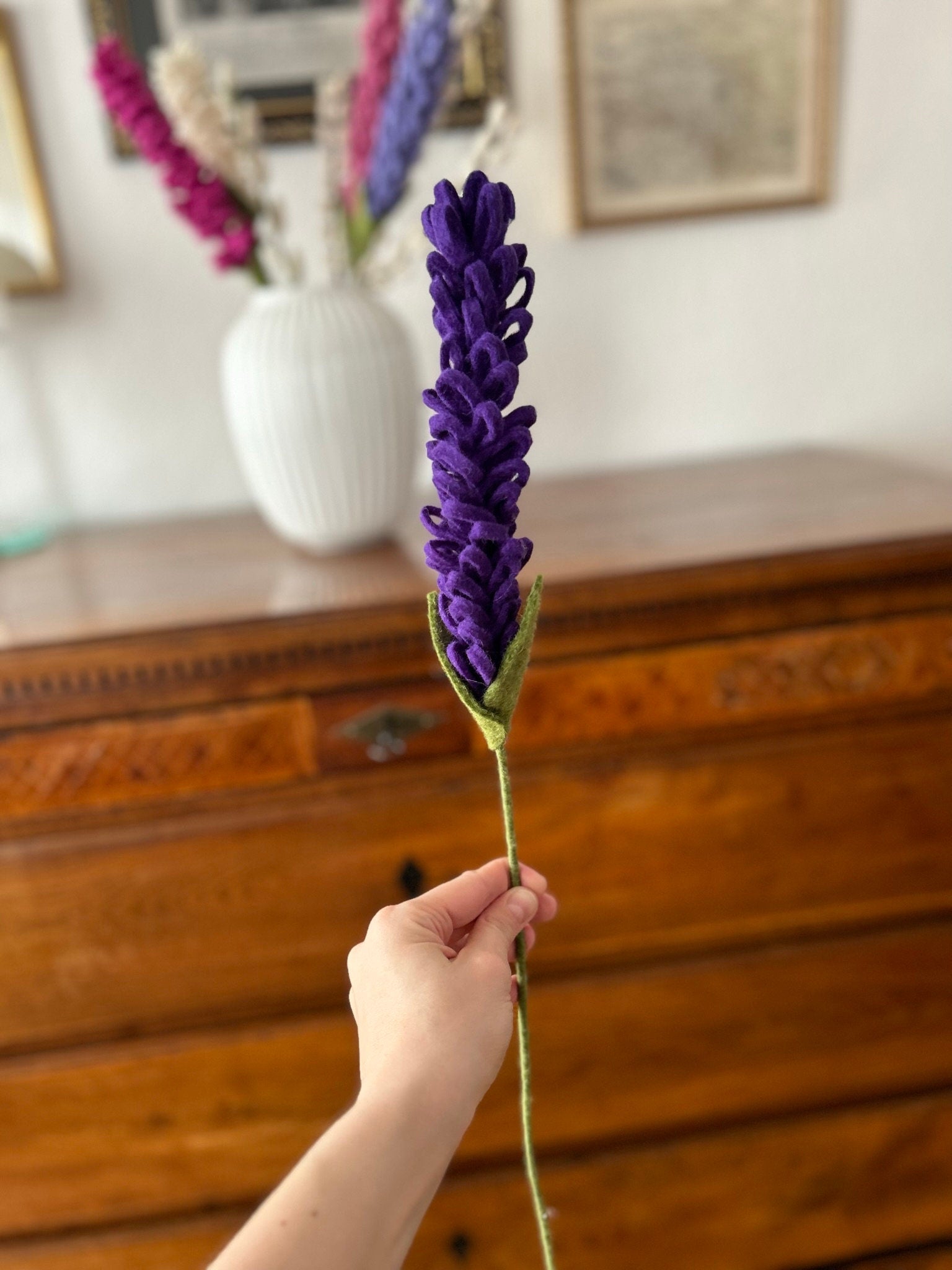 Hyazinthen I Deko Zweig I Osterdeko I handgefilzter Zweig I Dekoration I Blumenstrauß I Filz Zweig I Frühlingsblüher