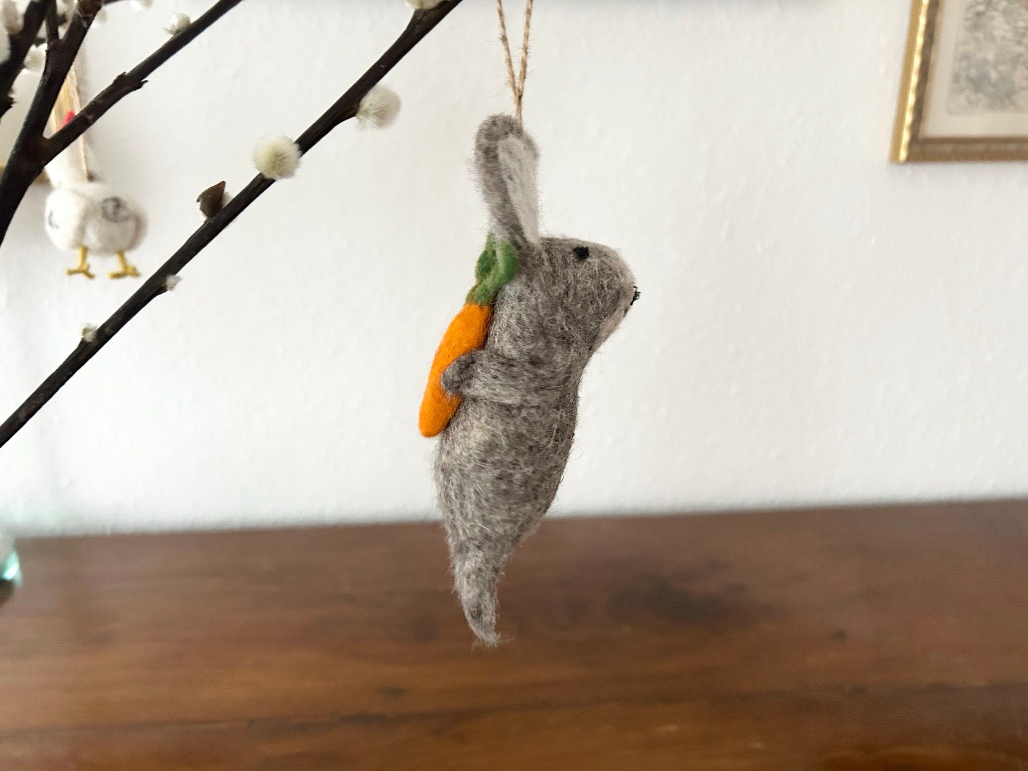 Anhänger Hase mit Karotte I Osterschmuck I Osterdeko I I Osterstrauß I Filzdeko Ostern I Osterhase I Frühling I Möhre Filz