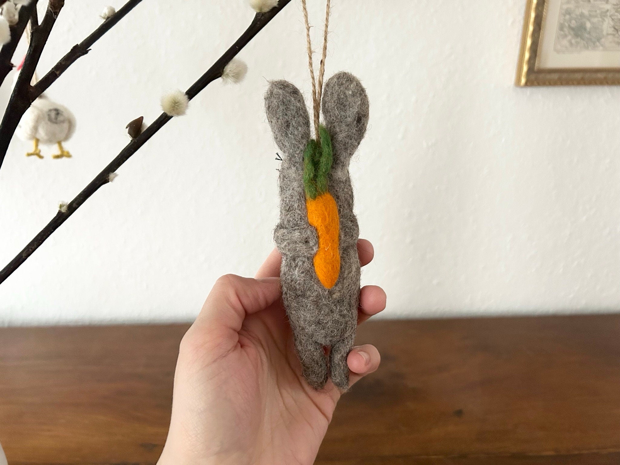 Anhänger Hase mit Karotte I Osterschmuck I Osterdeko I I Osterstrauß I Filzdeko Ostern I Osterhase I Frühling I Möhre Filz