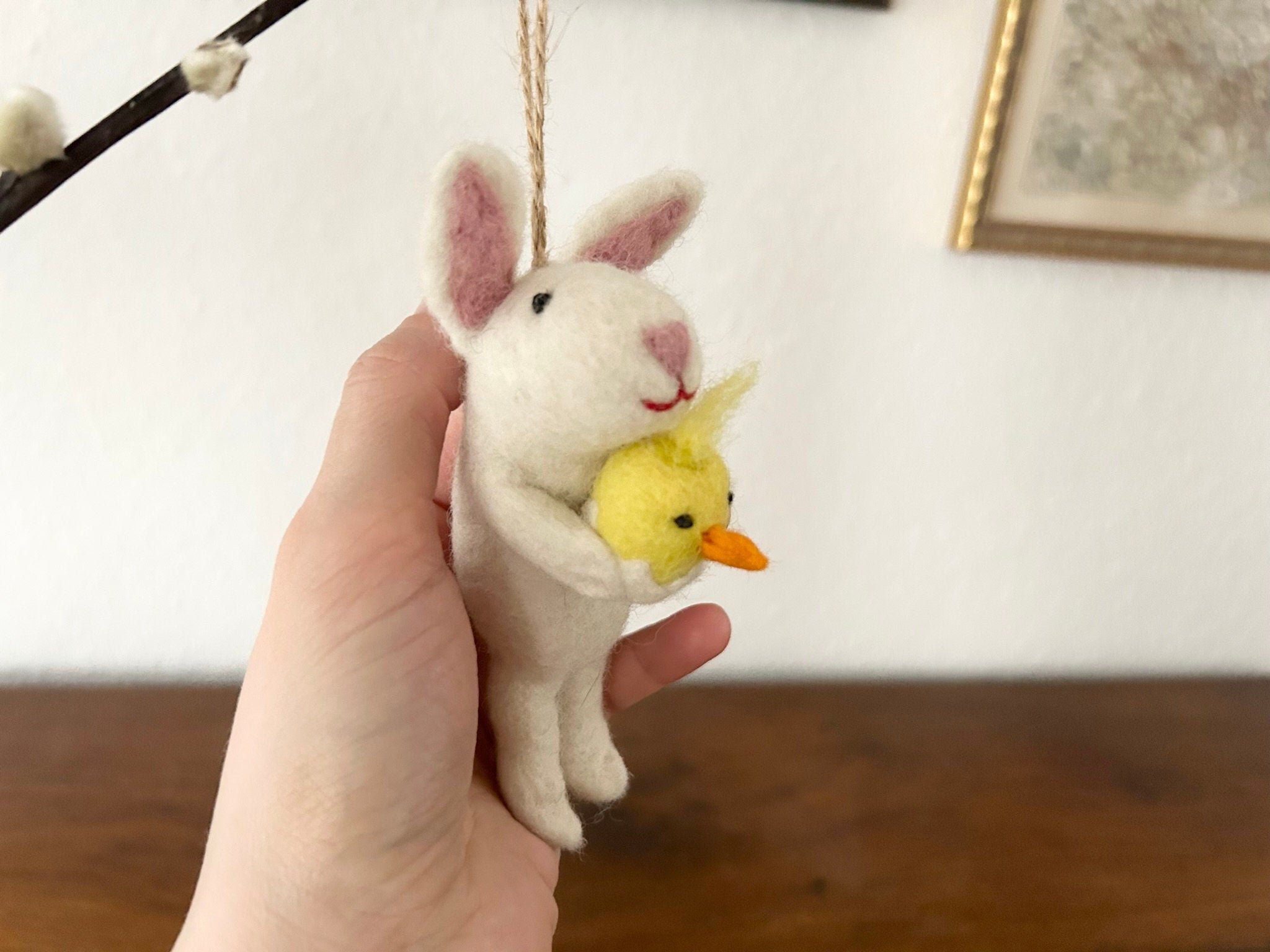 Anhänger Hase mit Küken I Osterschmuck I Osterdeko I I Osterstrauß I Filzdeko Ostern I Osterhase aus Filz I Frühling I Möhre Filz