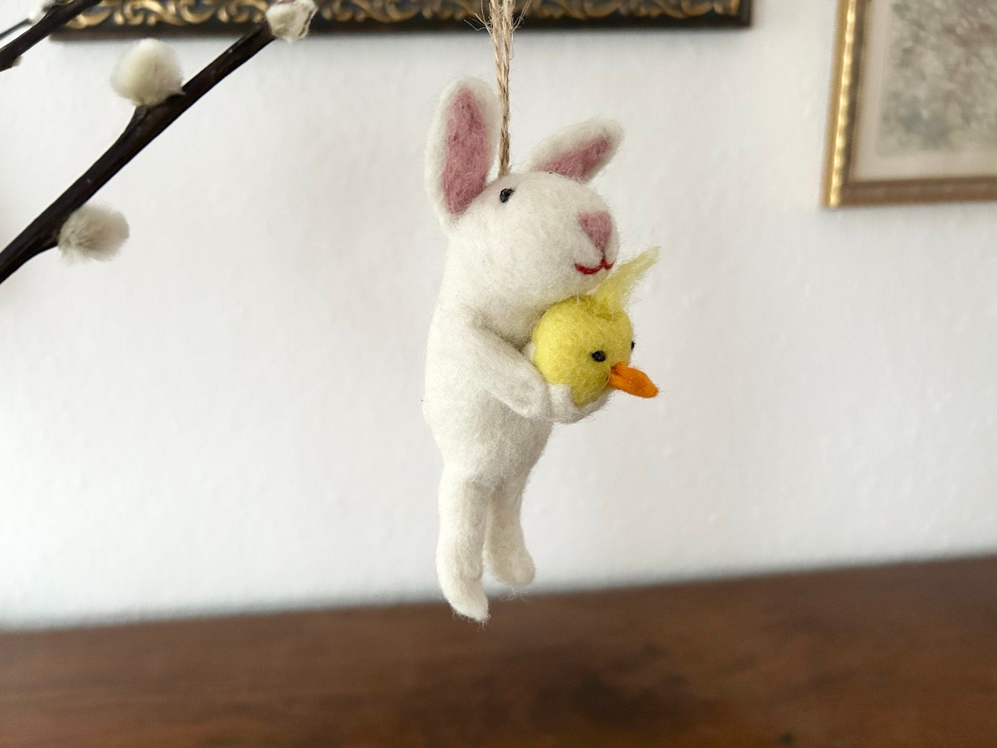 Anhänger Hase mit Küken I Osterschmuck I Osterdeko I I Osterstrauß I Filzdeko Ostern I Osterhase aus Filz I Frühling I Möhre Filz