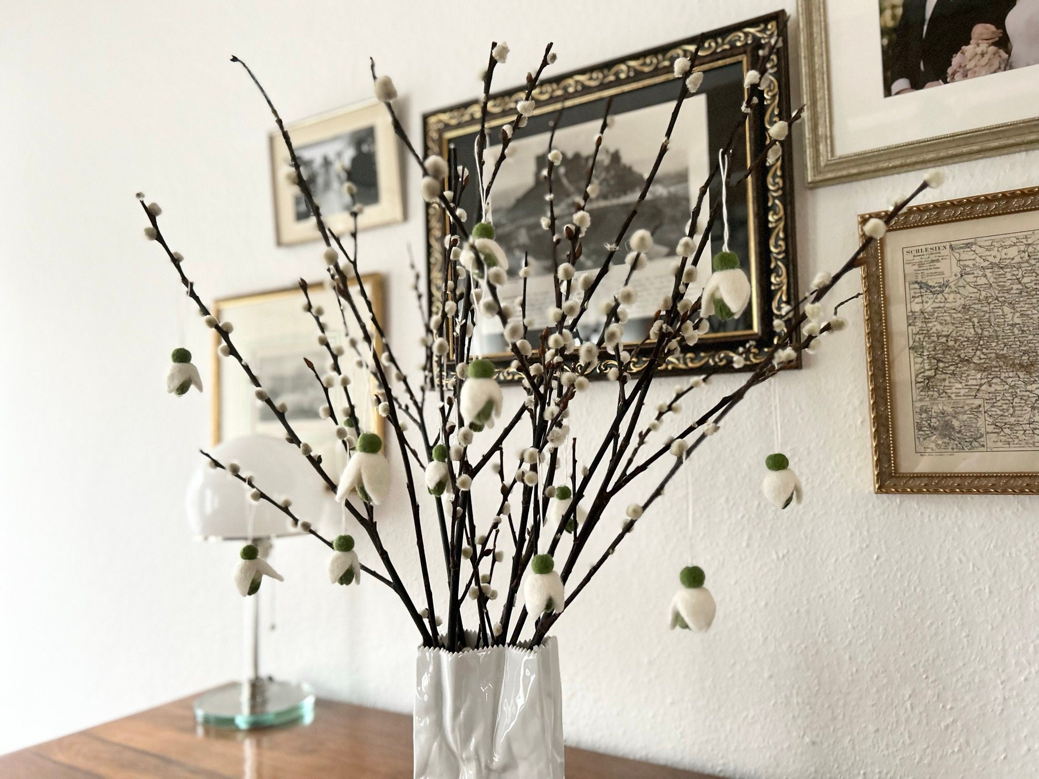 Gefilztes Schneeglöckchen I Dekoration Osterstrauß I Osterdeko I Frühlingsdeko I Blumenstrauß I Fensterdekoration I Anhänger Filz