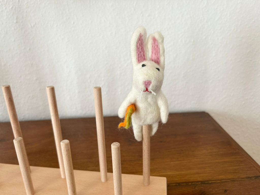 Niedliche Fingerpuppe Hase aus Filz I Fingerspiel I Bauernhoftier I Osterhase I Spielzeug Montessori I Geschichten erzählen