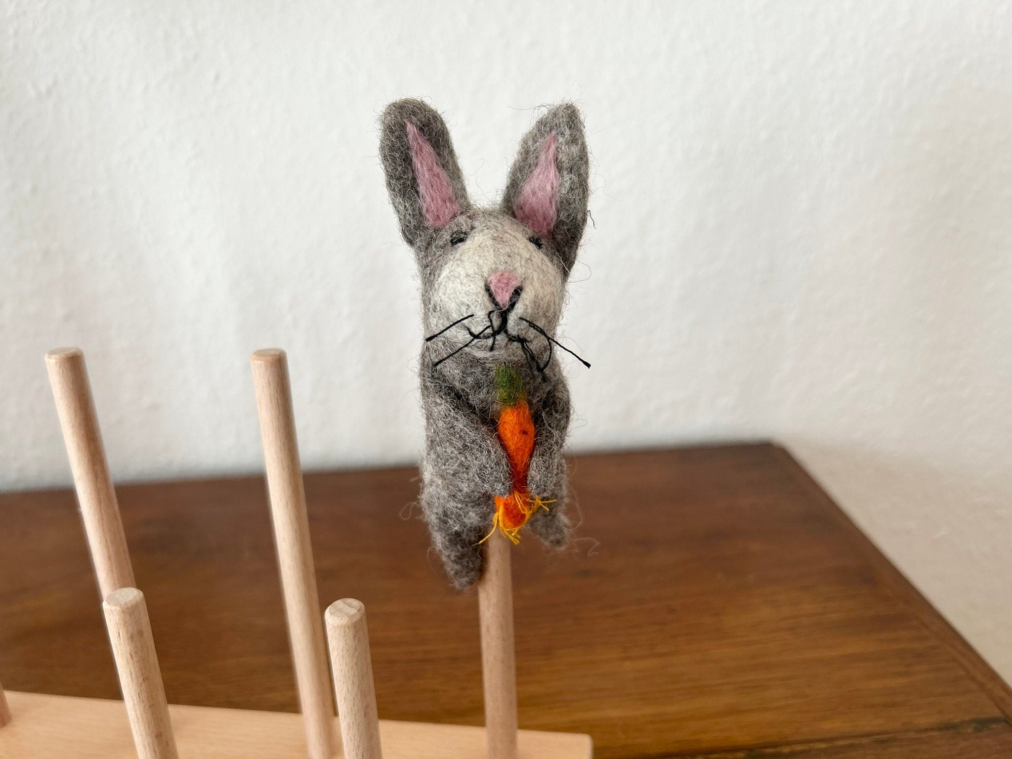 Niedliche Fingerpuppe Hase aus Filz I Fingerspiel I Bauernhoftier I Osterhase I Spielzeug Montessori I Geschichten erzählen