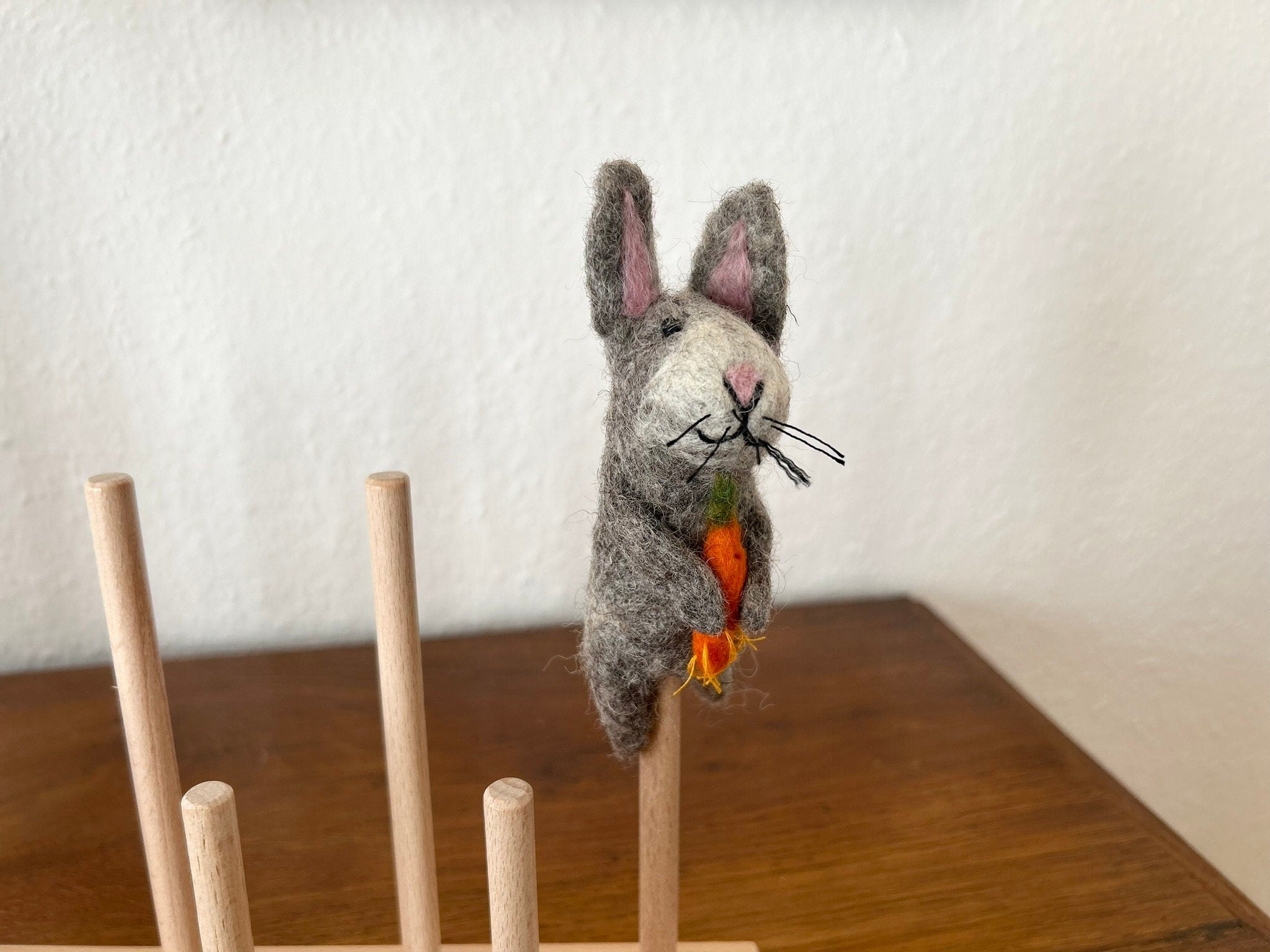 Niedliche Fingerpuppe Hase aus Filz I Fingerspiel I Bauernhoftier I Osterhase I Spielzeug Montessori I Geschichten erzählen
