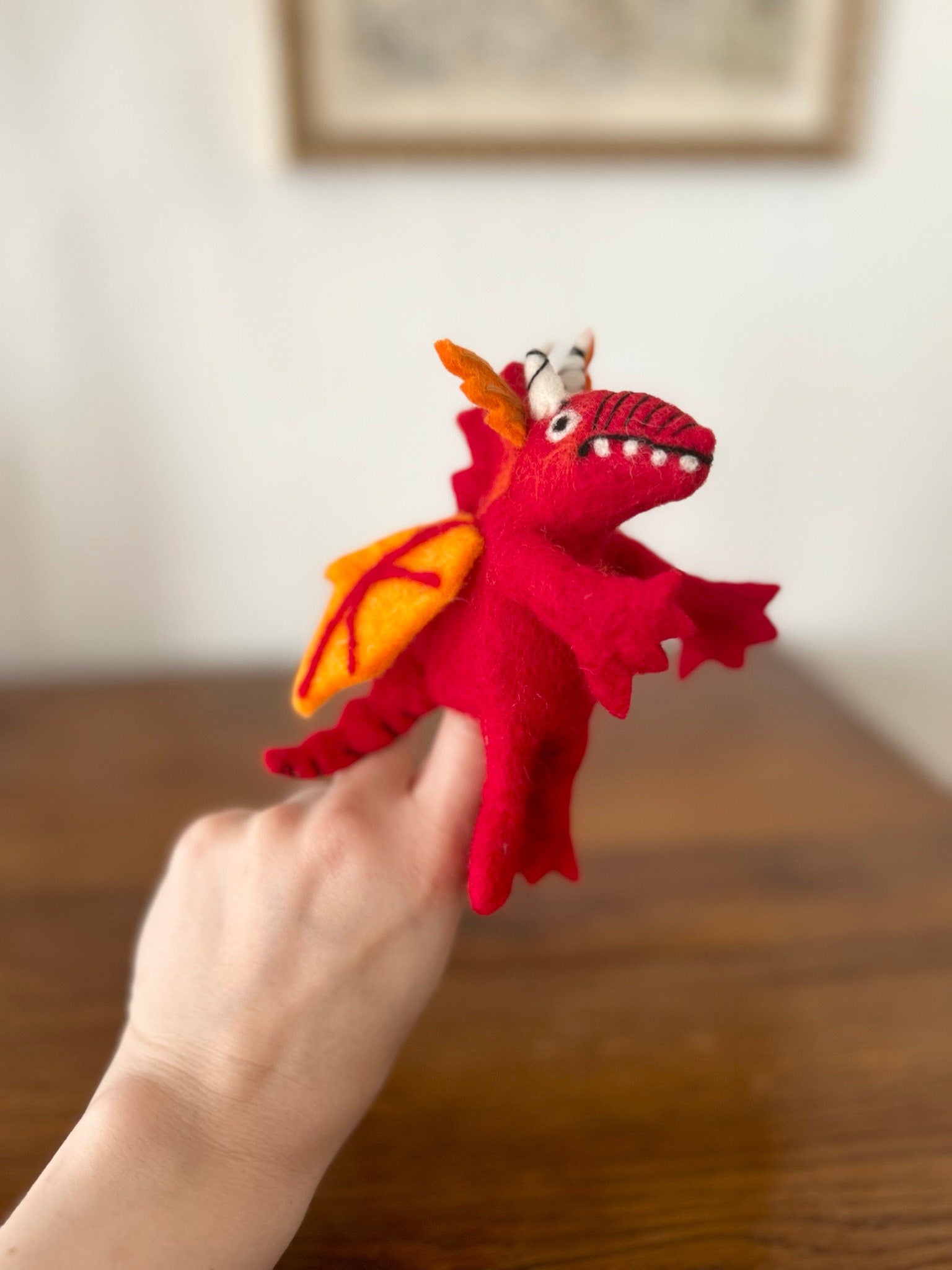 Niedliche Fingerpuppe Monster aus Filz I Fingerspiel I Drache I süßes Monster I Spielzeug Montessori I Geschichten erzählen