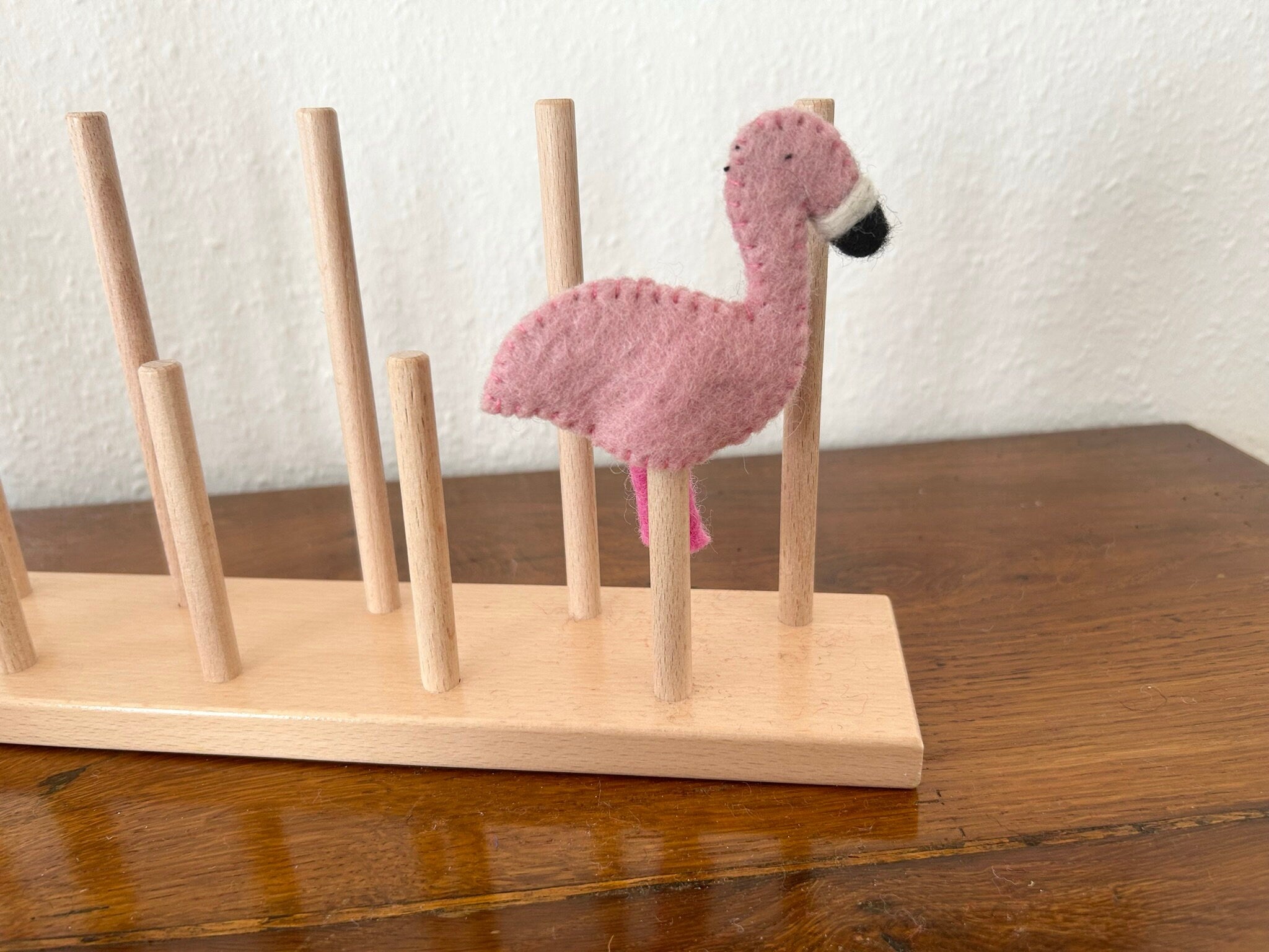 Niedliche Fingerpuppe Flamingo aus Filz I Spielzeug Montessori I Geschichten erzählen I rosa Fingerpuppe