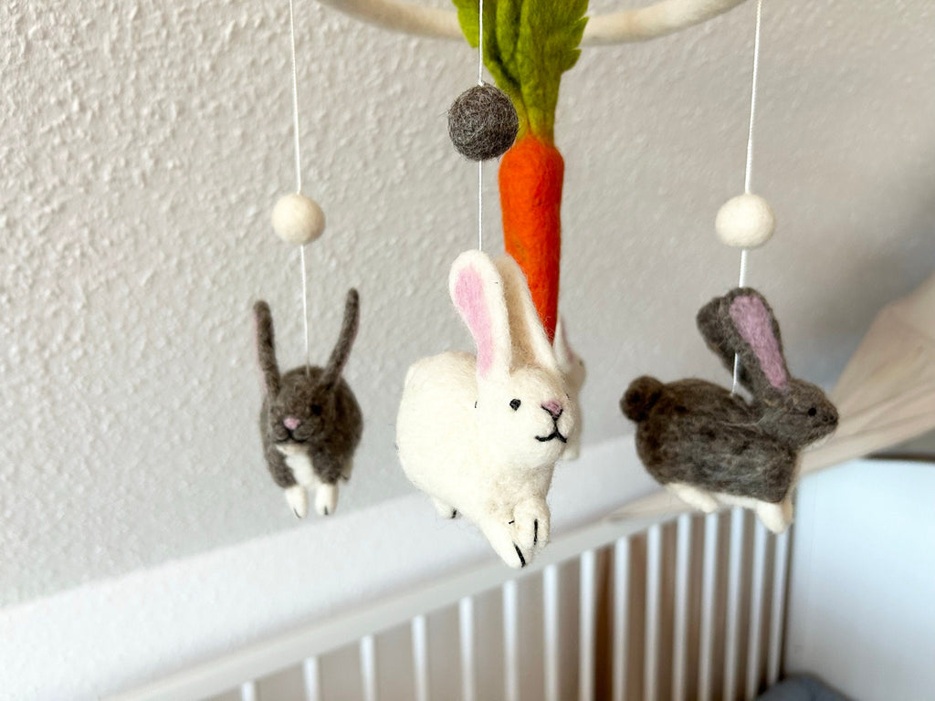 Hasen Mobilé I Babyhasen I Kaninchen I Kinderzimmer Dekoration I Filz Deko I Babyzimmer I Geschenk zur Geburt I Babyshower I Babyausstattung