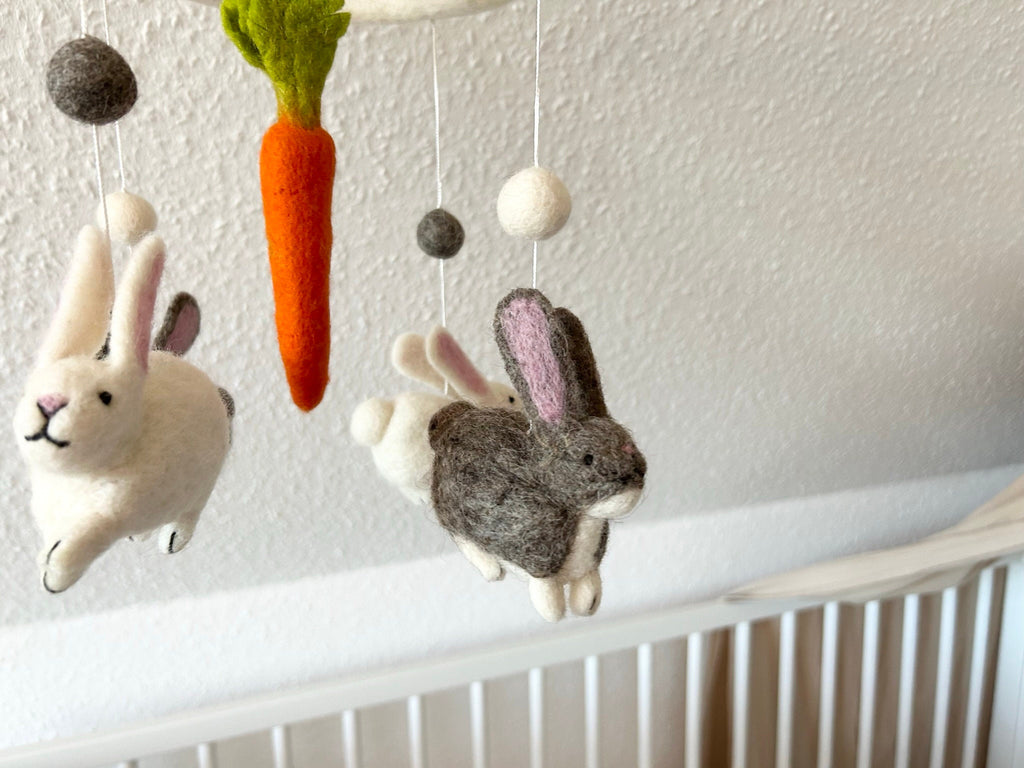 Hasen Mobilé I Babyhasen I Kaninchen I Kinderzimmer Dekoration I Filz Deko I Babyzimmer I Geschenk zur Geburt I Babyshower I Babyausstattung