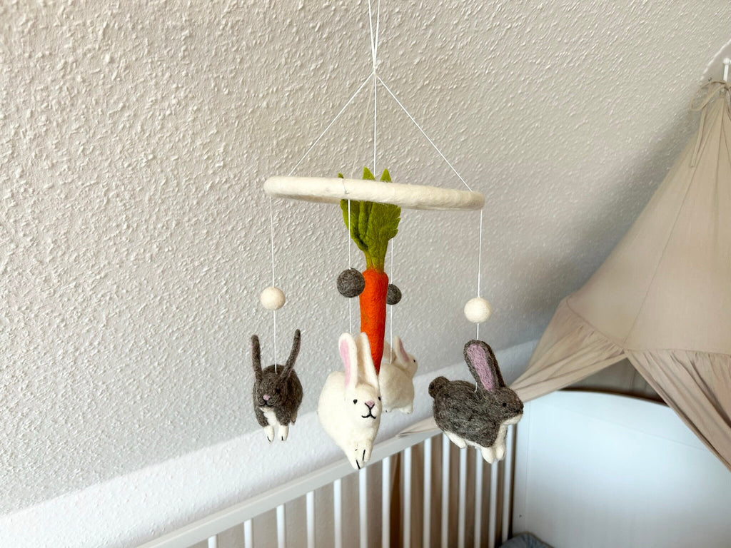 Hasen Mobilé I Babyhasen I Kaninchen I Kinderzimmer Dekoration I Filz Deko I Babyzimmer I Geschenk zur Geburt I Babyshower I Babyausstattung