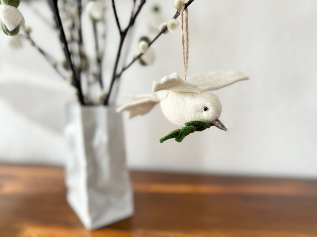 Anhänger Friedenstaube I Christbaumschmuck Weihnachtsdeko I Winter Weihnachtsbaum I Taube Aufhänger I Taube aus Filz