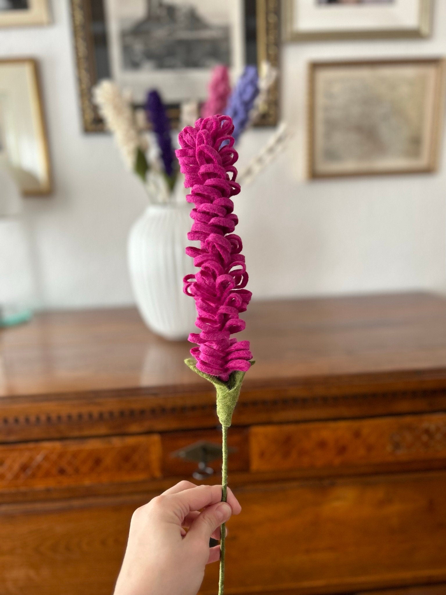 Hyazinthen I Deko Zweig I Osterdeko I handgefilzter Zweig I Dekoration I Blumenstrauß I Filz Zweig I Frühlingsblüher