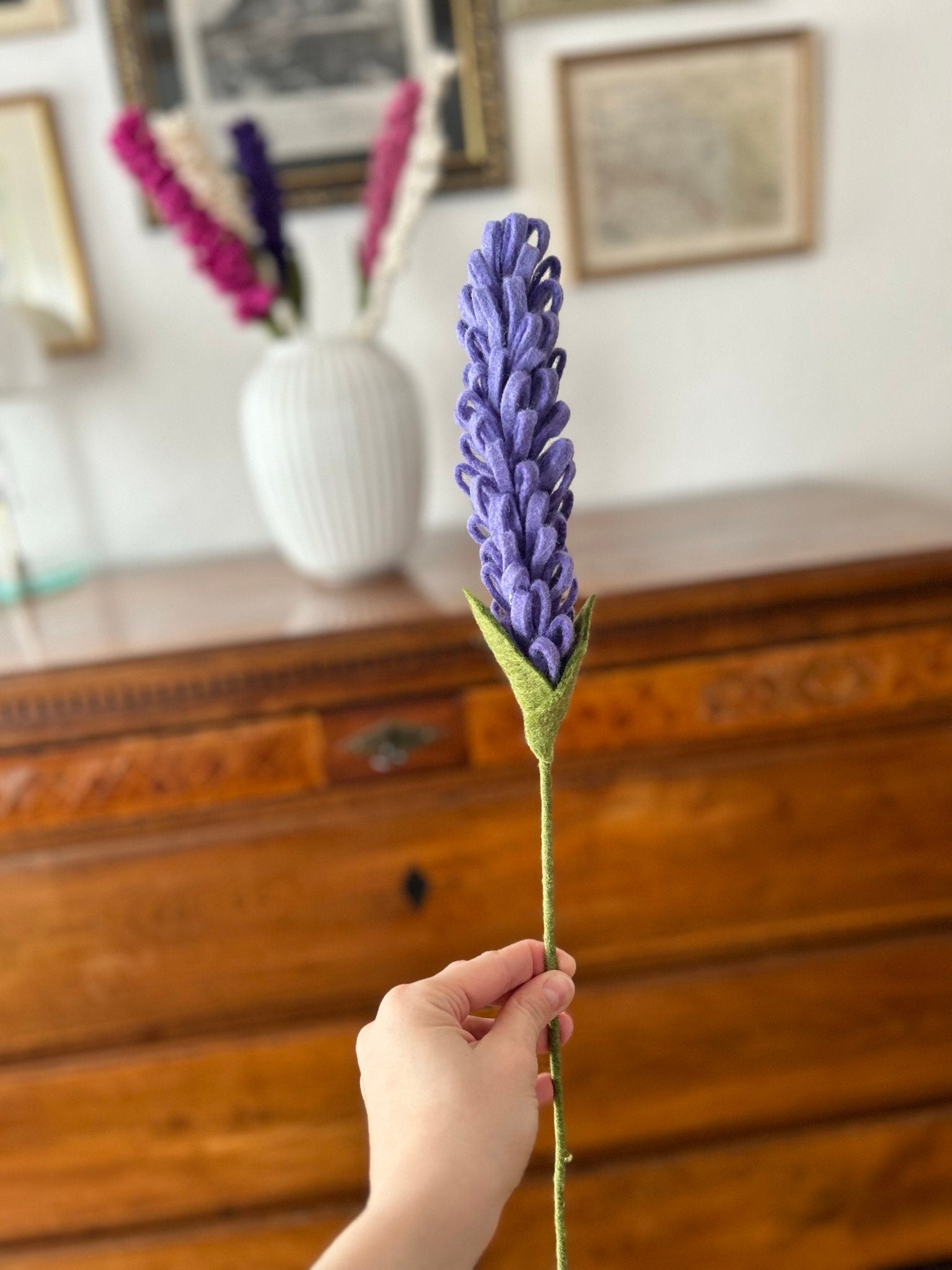 Hyazinthen I Deko Zweig I Osterdeko I handgefilzter Zweig I Dekoration I Blumenstrauß I Filz Zweig I Frühlingsblüher