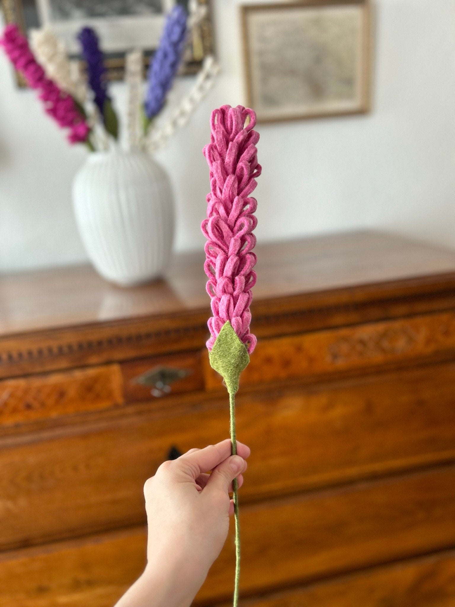 Hyazinthen I Deko Zweig I Osterdeko I handgefilzter Zweig I Dekoration I Blumenstrauß I Filz Zweig I Frühlingsblüher