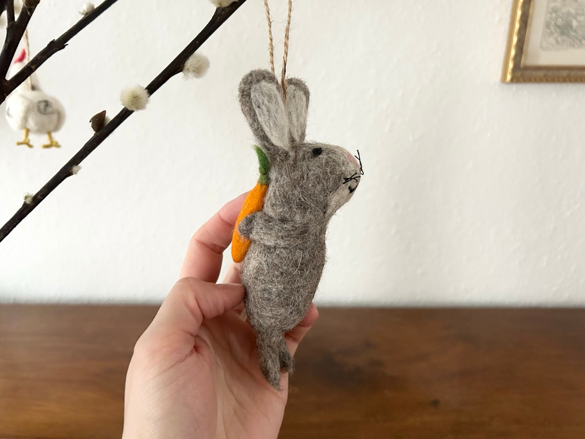 Anhänger Hase mit Karotte I Osterschmuck I Osterdeko I I Osterstrauß I Filzdeko Ostern I Osterhase I Frühling I Möhre Filz