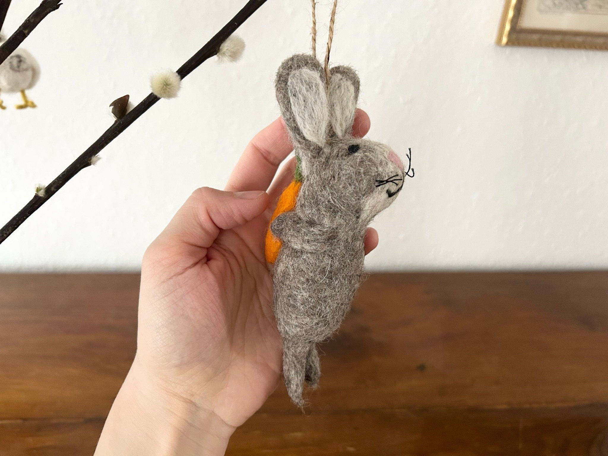 Anhänger Hase mit Karotte I Osterschmuck I Osterdeko I I Osterstrauß I Filzdeko Ostern I Osterhase I Frühling I Möhre Filz