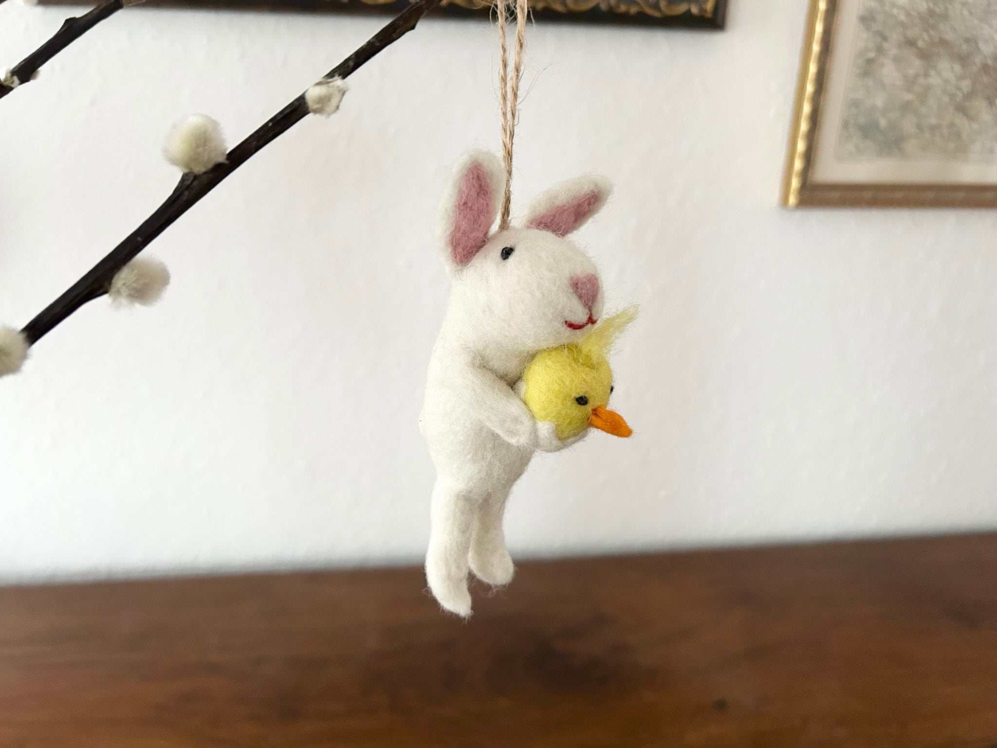 Anhänger Hase mit Küken I Osterschmuck I Osterdeko I I Osterstrauß I Filzdeko Ostern I Osterhase aus Filz I Frühling I Möhre Filz