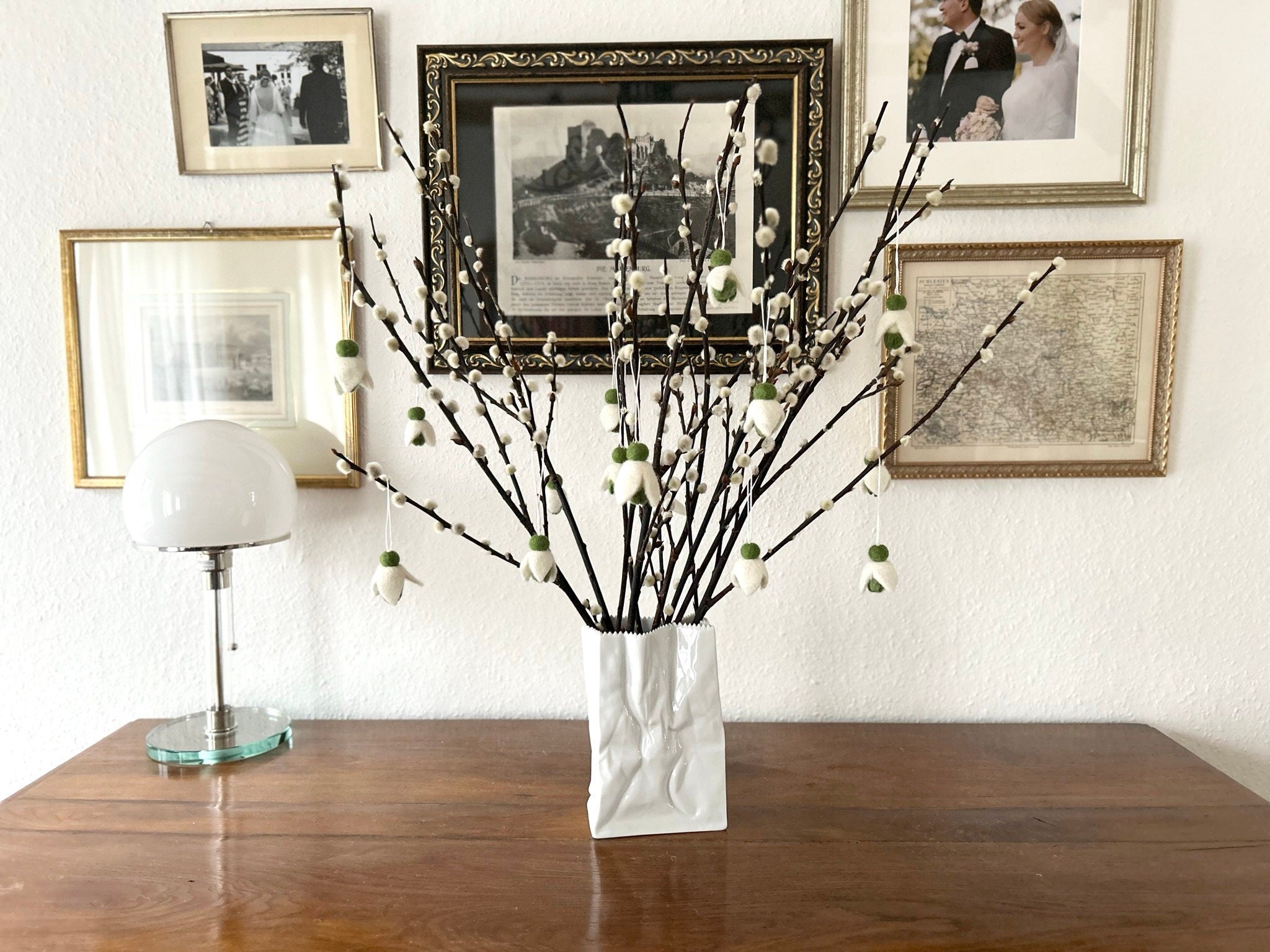 Gefilztes Schneeglöckchen I Dekoration Osterstrauß I Osterdeko I Frühlingsdeko I Blumenstrauß I Fensterdekoration I Anhänger Filz