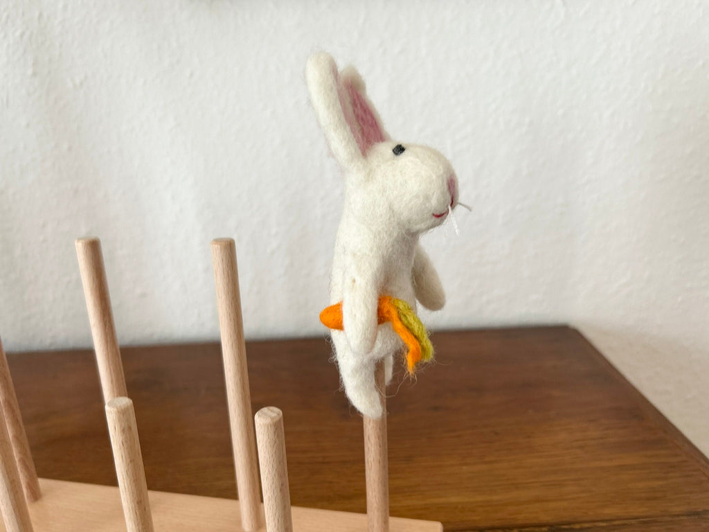 Niedliche Fingerpuppe Hase aus Filz I Fingerspiel I Bauernhoftier I Osterhase I Spielzeug Montessori I Geschichten erzählen