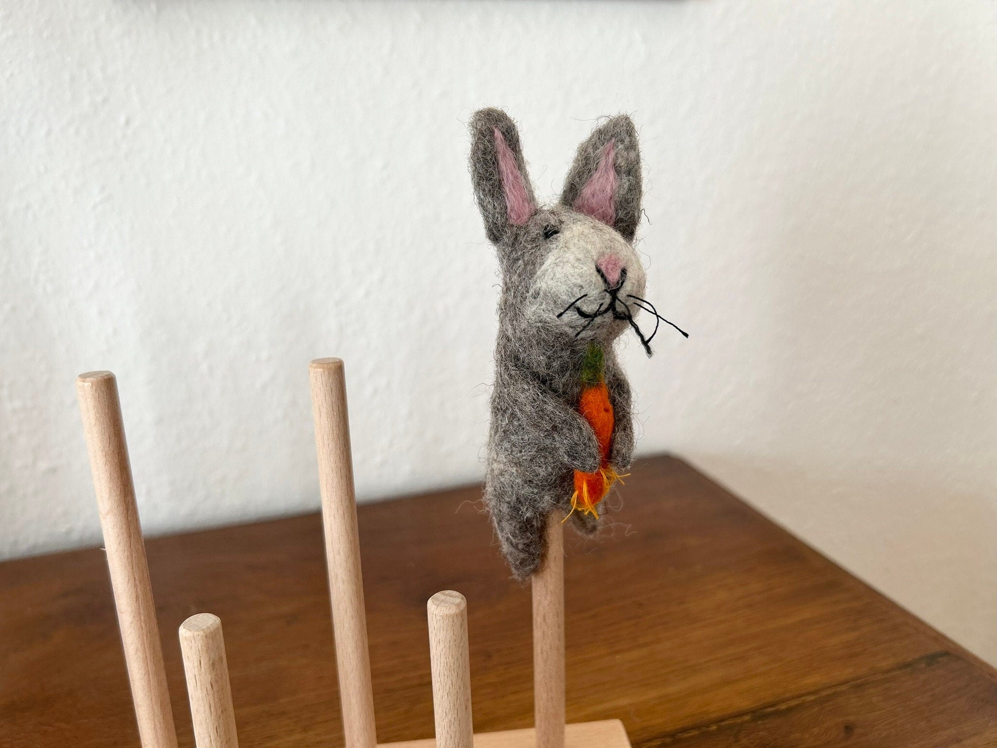 Niedliche Fingerpuppe Hase aus Filz I Fingerspiel I Bauernhoftier I Osterhase I Spielzeug Montessori I Geschichten erzählen