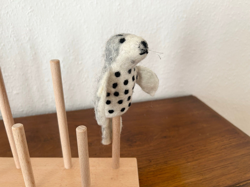 Niedliche Fingerpuppe Robbe aus Filz I Fingerspiel I Meerestiere I Seehund I Fische I Spielzeug Montessori I Geschichten erzählen I Seelöwe