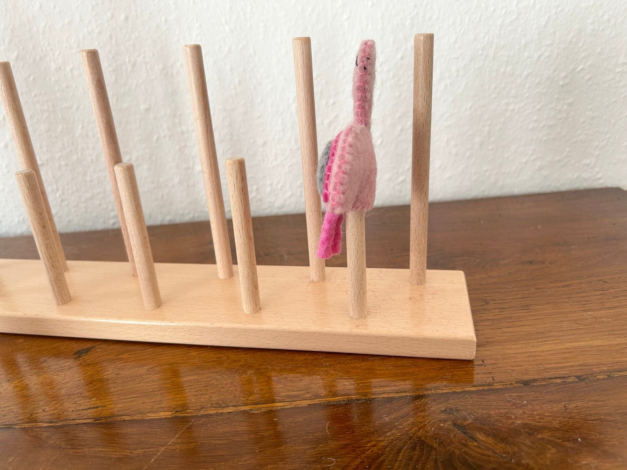 Niedliche Fingerpuppe Flamingo aus Filz I Spielzeug Montessori I Geschichten erzählen I rosa Fingerpuppe