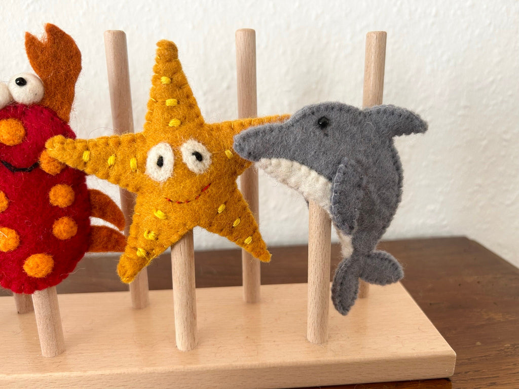 Fingerpuppen Set Meerestiere I Fingerpuppen aus Filz I Meerjungfrau I Seestern I Delfin I Octopus I Krebs I Krake I Meerestiere I Krabbe
