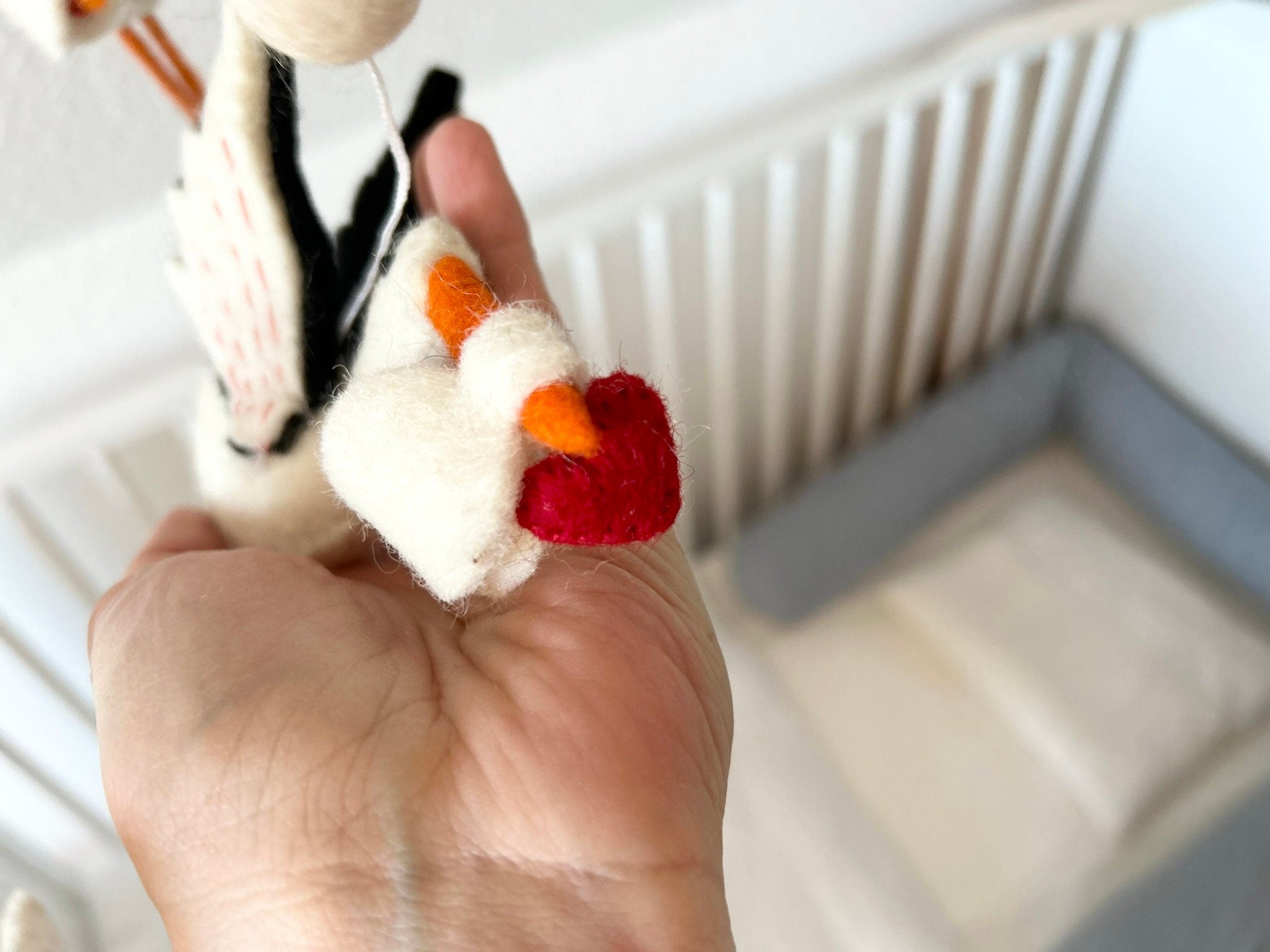 Storch Mobilé I Klapperstorch I Kinderzimmer Dekoration I Filz Deko I Babyzimmer I Geschenk zur Geburt I Babyshower I Babyausstattung