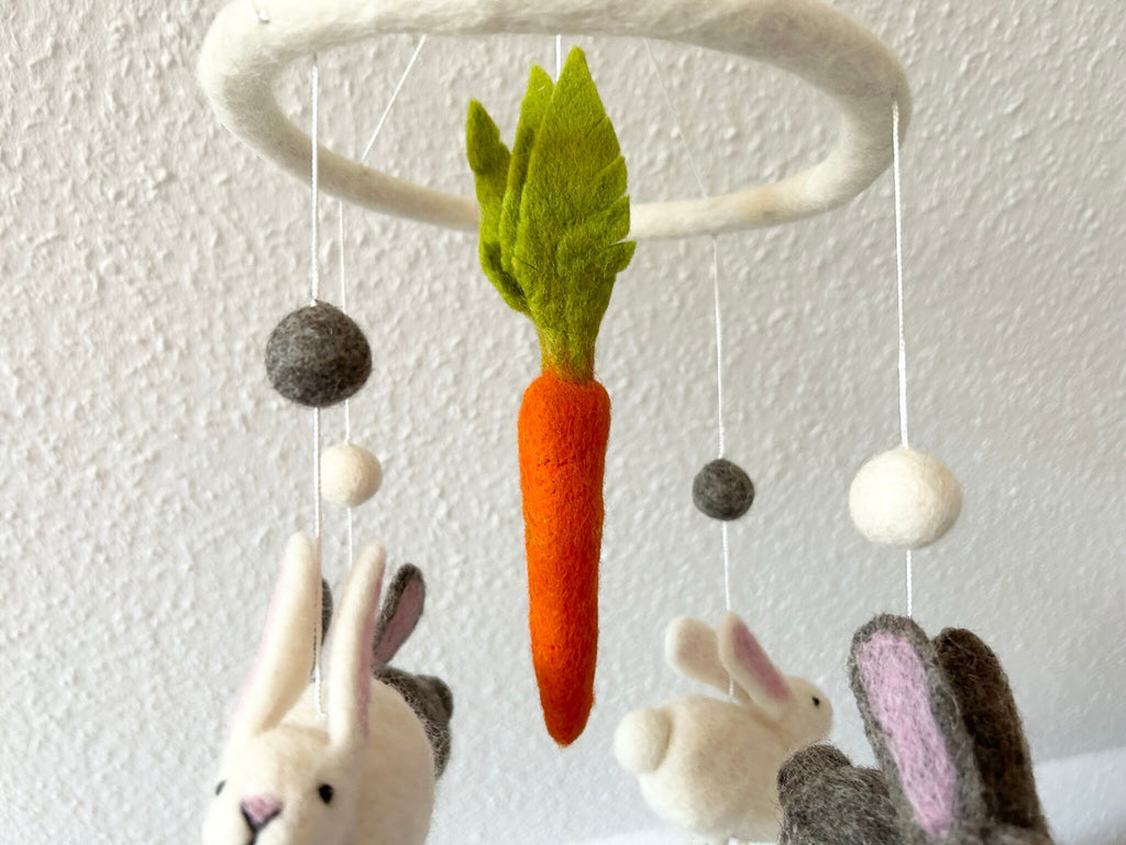 Hasen Mobilé I Babyhasen I Kaninchen I Kinderzimmer Dekoration I Filz Deko I Babyzimmer I Geschenk zur Geburt I Babyshower I Babyausstattung
