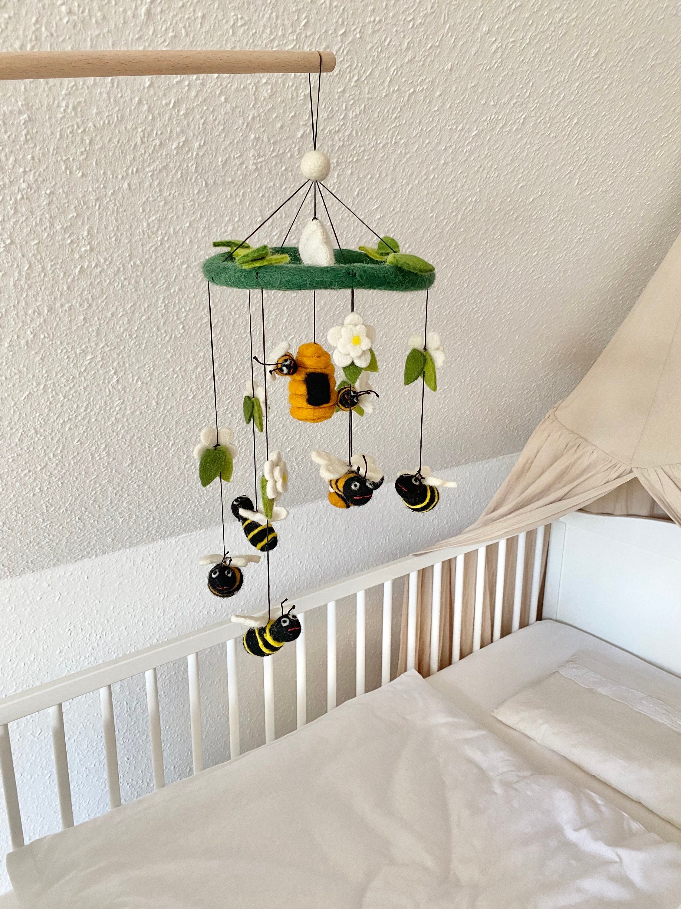Bienen Mobilé Baby, Kinderzimmer, Filz, , Babyzimmer, Kindergarten, Wolle, Schafswolle, Wolke, Dekoration, Babybett, Geburt