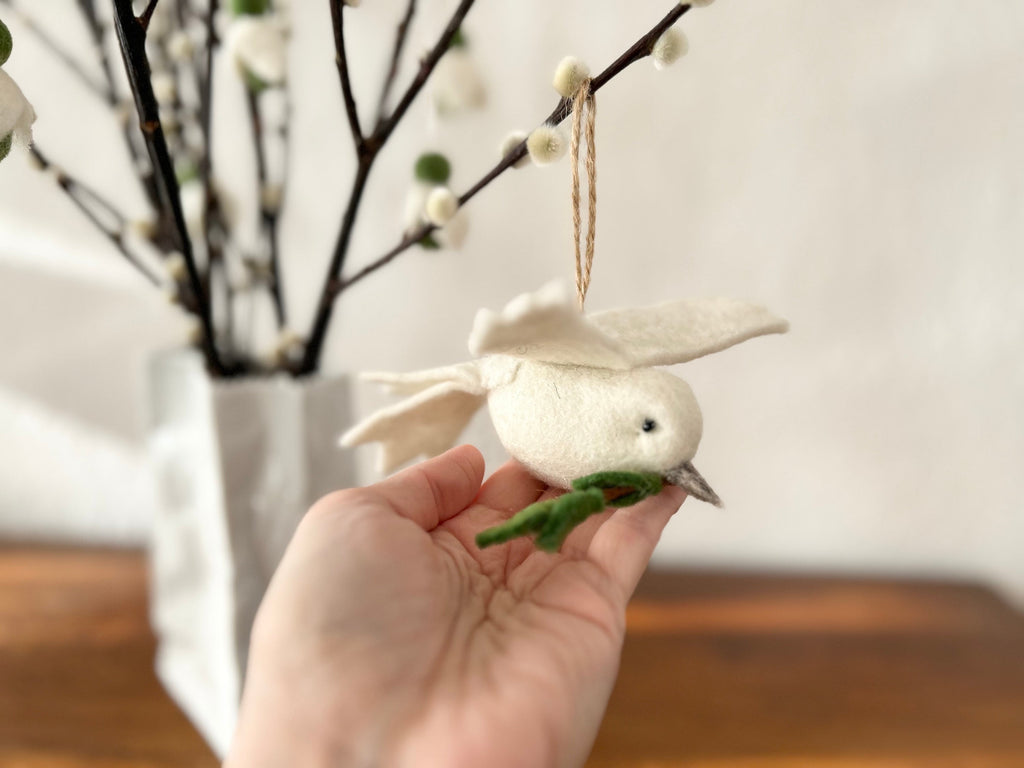 Anhänger Friedenstaube I Christbaumschmuck Weihnachtsdeko I Winter Weihnachtsbaum I Taube Aufhänger I Taube aus Filz