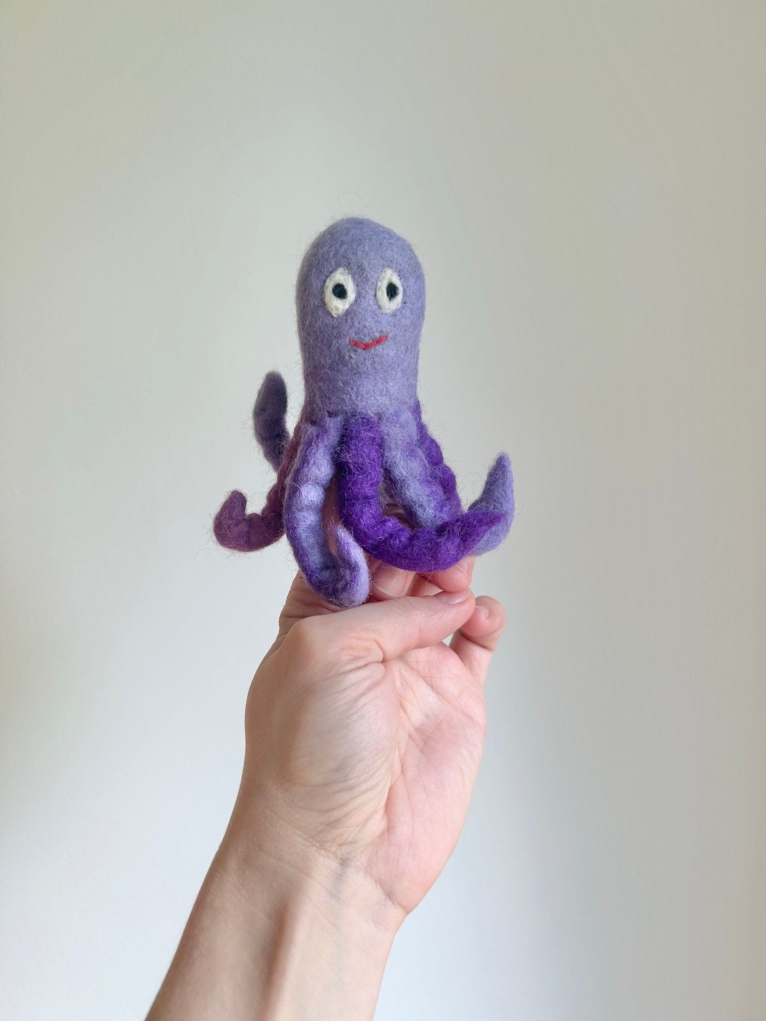 Niedliche Fingerpuppe Tintenfisch aus Filz I Fingerspiel Krake I Spielzeug Montessori I Geschichten erzählen
