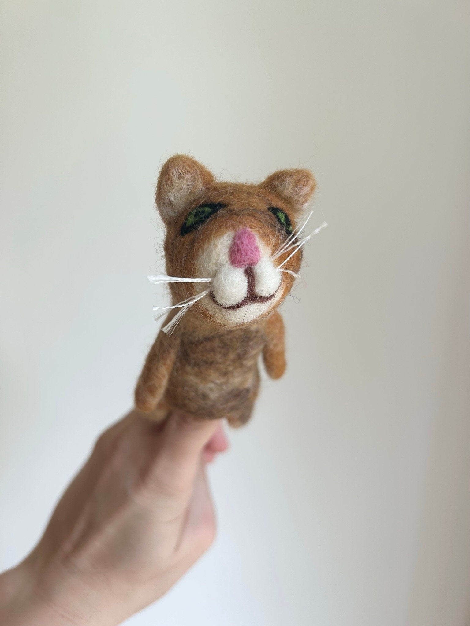 Niedliche Fingerpuppe Katze rot aus Filz I Fingerspiel I Bauernhoftier I Haustiere I Spielzeug Montessori I Geschichten erzählen I Katzen