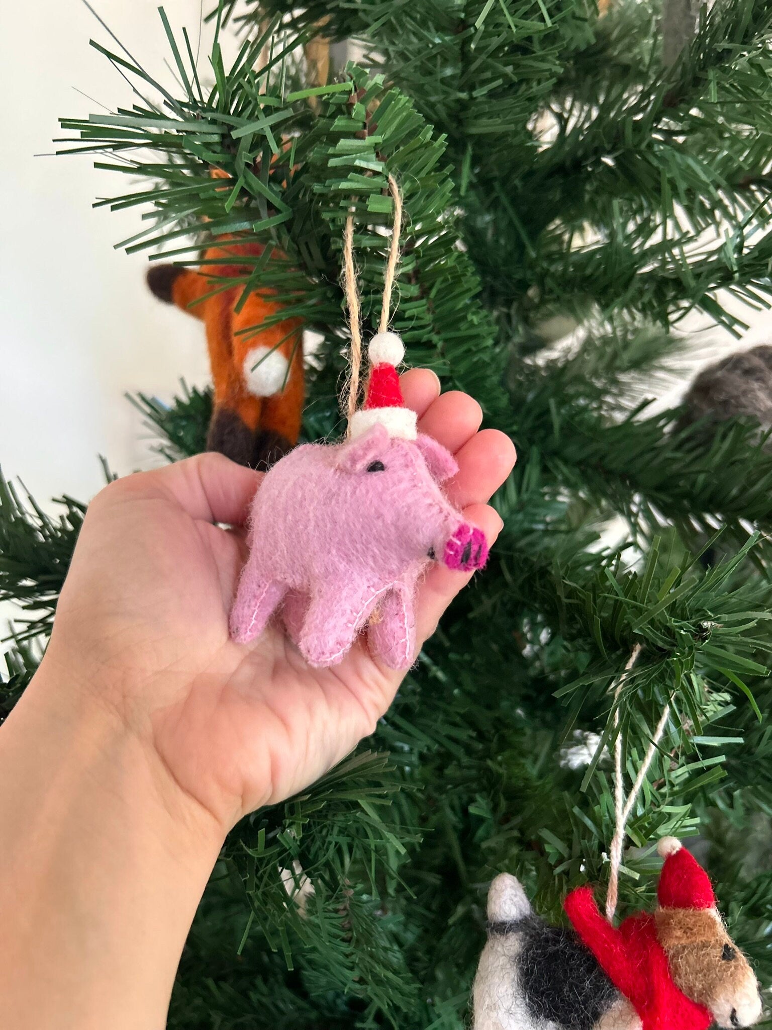 Weihnachtsanhänger Schwein I Christbaumschmuck I Weihnachtsdeko I Winter I Weihnachtsbaum I Weihnachtsschwein I Filz Deko Weihnachten