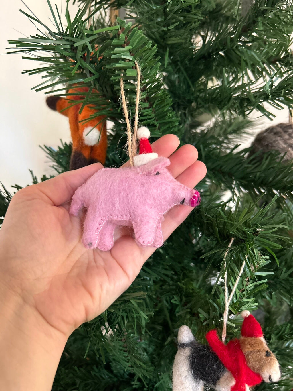Weihnachtsanhänger Schwein I Christbaumschmuck I Weihnachtsdeko I Winter I Weihnachtsbaum I Weihnachtsschwein I Filz Deko Weihnachten