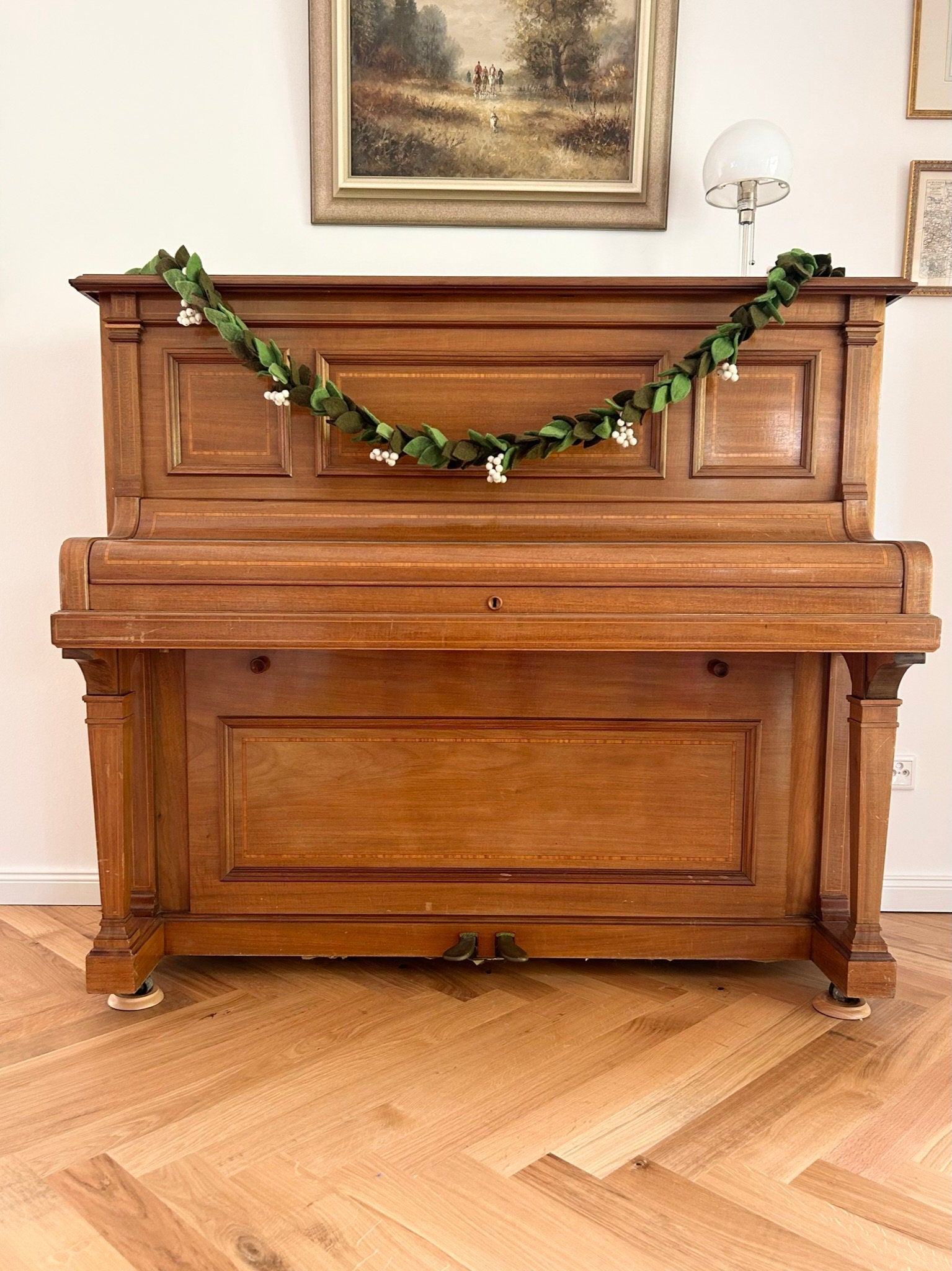 Weihnachtsgirlande Mistelzweig weiße Beeren aus Filz handgemacht I Weihnachtsdeko I Christmas