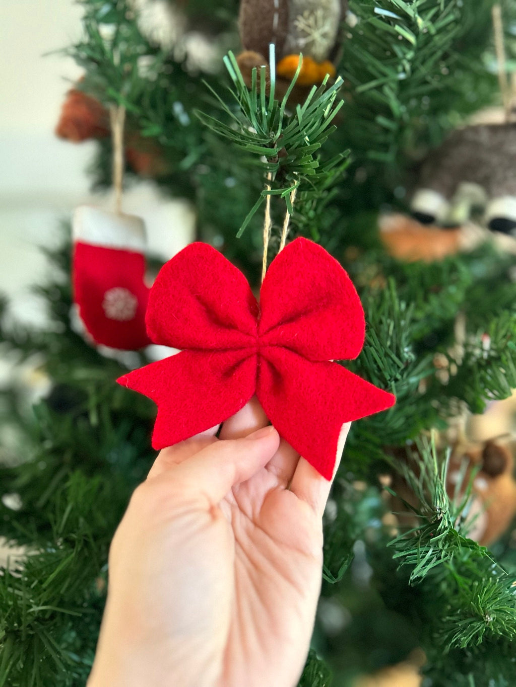 Weihnachtsanhänger SchleifeI Filz Christbaumschmuck I Weihnachtsdeko I rote Schleife I Geschenkschleife I Weihnachtsbaumschmuck