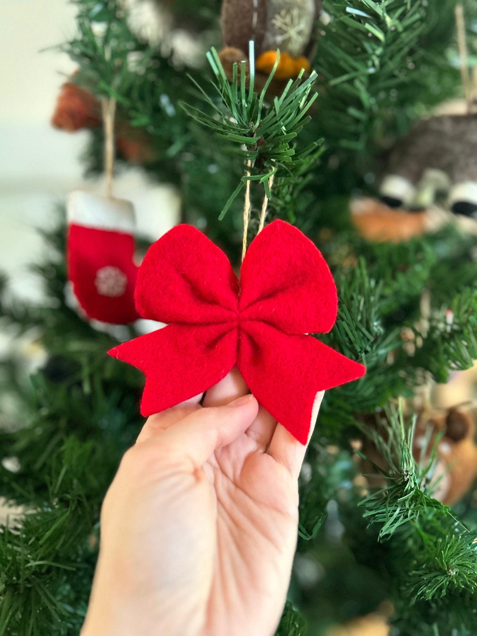 Weihnachtsanhänger SchleifeI Filz Christbaumschmuck I Weihnachtsdeko I rote Schleife I Geschenkschleife I Weihnachtsbaumschmuck
